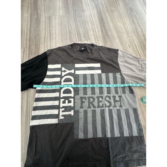 Teddy Fresh Grey Monochrome Box Paneled Tee T-Shirt size 2XL - Picture 4 of 5